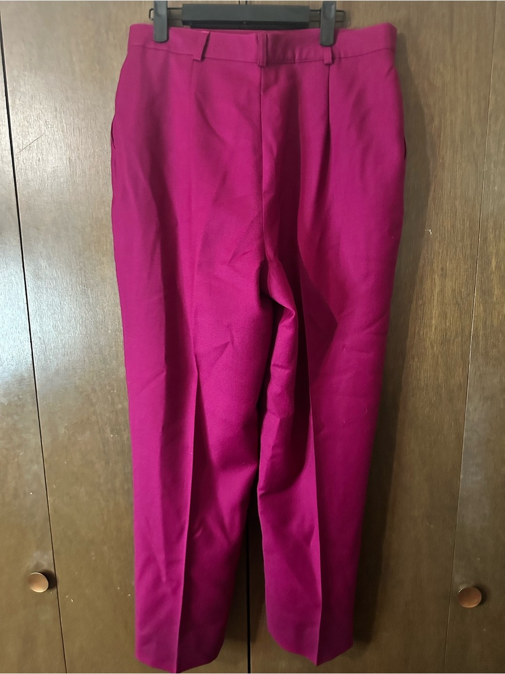 Fashion Selectors High-Waist Pleated Trousers Fuchsia 100% Wool Vtg Sz 16 Retro - Picture 5 of 8